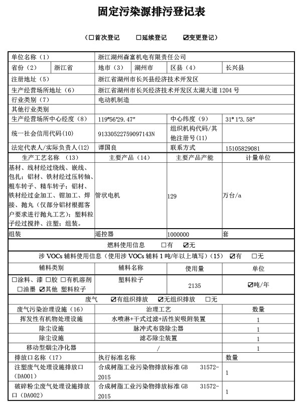 Fixed Pollution Source Discharge Registration Form